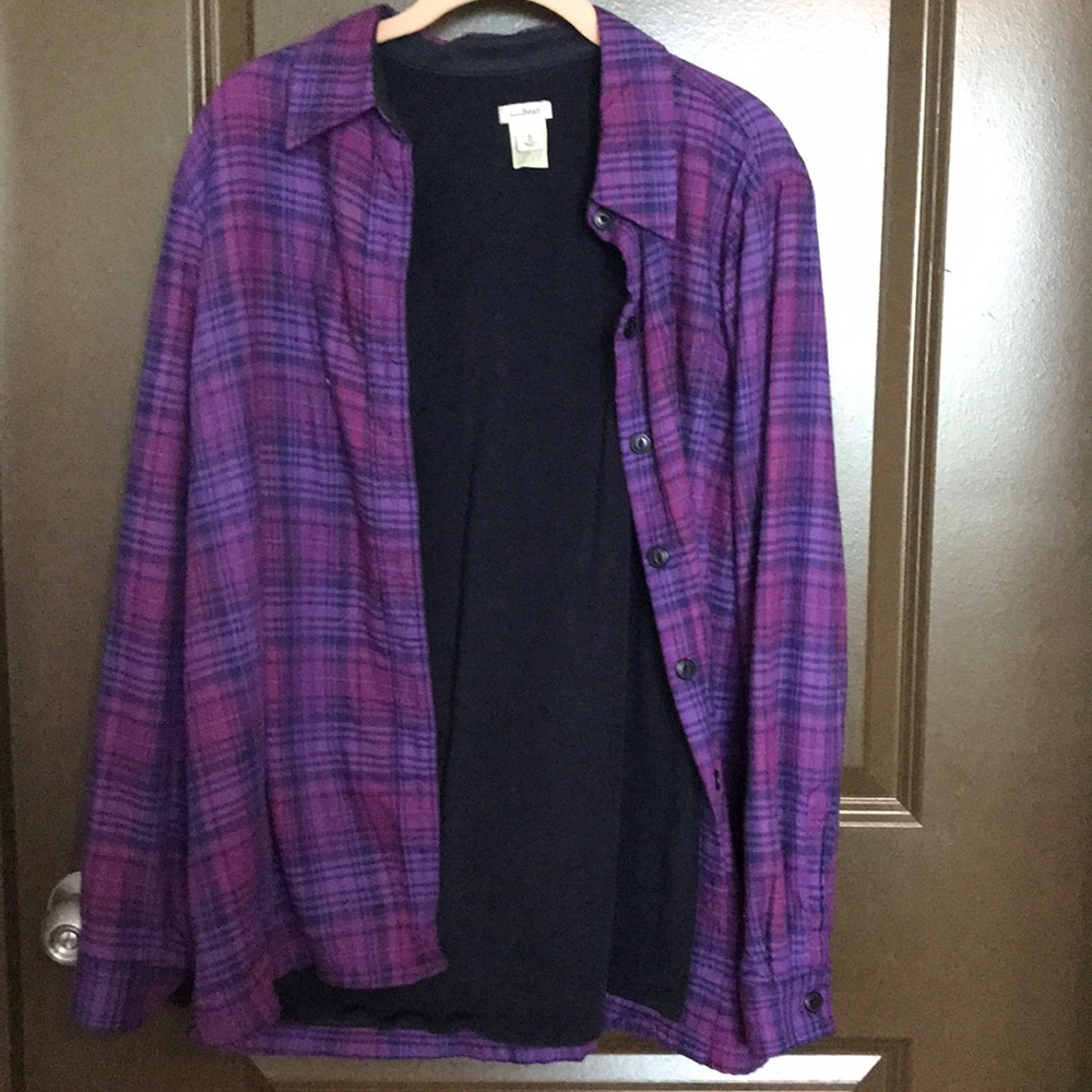 L.L. Bean purple thermal flannel